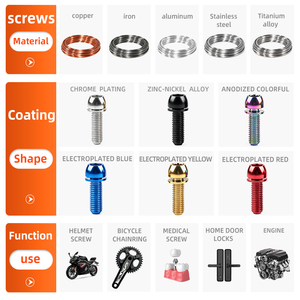 Anodized Colorful Metric M5 M6 Stainless Steel Bolts Tapered <b>Screws</b> with Class 4.8/6.8 for MTB Road Bike - Product Image 3