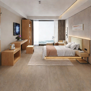 Juego de Muebles de Cuero Genuino para Habitación Doble Estándar de Hotel Económico, Cama Moderna Minimalista con Almacenamiento y Mesita de Noche - Product Image 1