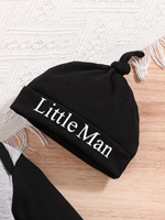 Conjunto de Ropa de Verano 2026 para Bebés Niños, 3 Piezas, Algodón, Manga Larga, Estampado de Letras, Transpirable, con Pantalones y Gorro