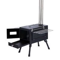 Fourneau pliable en acier au carbone portable, design moderne multifonctionnel pour brûler du bois et du charbon de bois, pour le camping en plein air
