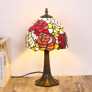 Rustic Countryside Four-Color Rose Stained Glass <b>Table</b> <b>Lamps</b> Creative Artistic Bedside <b>Lamps</b> for Bedrooms Unique Decorative - Product Image 1