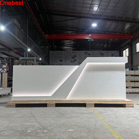 Comptoir de réception en marbre blanc italien cannelé en pierre Corian pour hôtel, salon de beauté, mobilier de hall