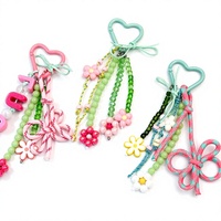 Gantungan Kunci Carabiner Bentuk Hati Grosir, Tali Kepang, Pita, Bunga, Manik-Manik, Aksesoris Tas untuk Wanita, Perhiasan Y2K Lucu, Hadiah
