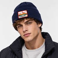 Bonnet en tricot uni en gros, 100 % acrylique, avec patch brodé, logo personnalisé, unisexe, pour l'hiver