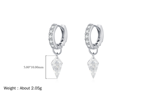 Boucles d'oreilles pendantes en argent sterling 925 plaqué rhodium avec zircone cubique, bijoux de danse pour femmes, boucles d'oreilles pendantes tendance pour femmes - Product Image 2