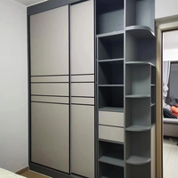 Armoire de rangement avec poignées en MDF, style minimaliste gris, pour chambre principale, style industriel crème