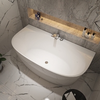 Baignoire ovale autoportante en acrylique blanc au design moderne avec drain et trop-plein intégrés, fonction massage