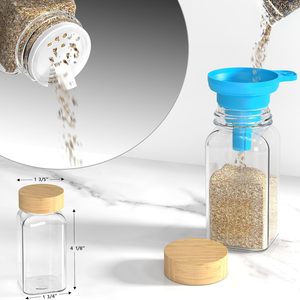 Juego de 24 Frascos Cuadrados de Vidrio para Especias de 120 ml, con Tapas de Bambú, para Almacenamiento de Hierbas y Especias - Product Image 2