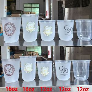 Gobelets Personnalisés pour Mariage Boba Tea 16oz 14oz 9oz – Gobelets Réutilisables Givrés Incassables Flexibles – Gobelets en Plastique pour Stade – Cadeaux Minimalistes - Product Image 4