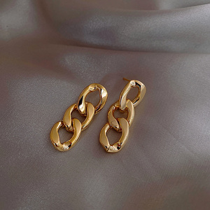 Fashion Punk Link <b>Chain</b> <b>Stud</b> <b>Earrings</b> for Women Cuban Golden Plated Dangle Rock <b>Earrings</b> Jewelry Gift Wholesale - Product Image 4
