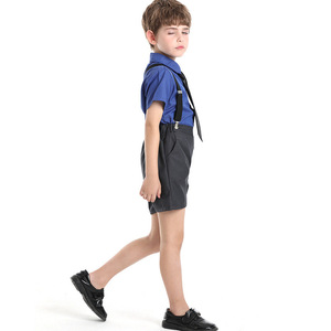 Robe d'été coréenne pour garçons-Chemise à manches courtes de couleur unie avec jarretelles-Short pour spectacles - Product Image 3