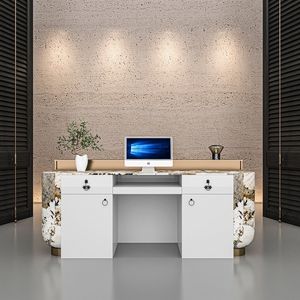 Meuble de réception de salon blanc personnalisé, très demandé, en MDF contemporain, durable, pour usage commercial, hauteur réglable - Product Image 5