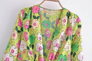 R40303S <span class=keywords><strong>camicette</strong></span> cravatta scollo a v profondo in raso di <span class=keywords><strong>seta</strong></span> con stampa floreale moda <span class=keywords><strong>donna</strong></span> all'ingrosso - Product Image 3