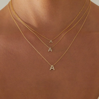 Collier avec lettre en diamant, fabriqué en argent sterling 925, pendentif, plaqué or personnalisé, bijoux fins pour femmes