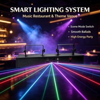 Laser de scène animé RVB 4 têtes 12W pleine couleur avec scanner DMX512 et contrôle sonore pour club, discothèque, bar, fête