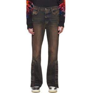 New Vintage 5 Pocket <b>Dark</b> Indigo Stacked Flared Stretch <b>Jeans</b> Men Stacked <b>Jeans</b> Men - Product Image 2