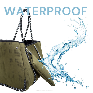 여성용 라지 네오프렌 토트백 - 포켓과 지퍼 파우치가 있는 여행, 직장, 해변용 데일리 디자이너 핸드백 - Product Image 3