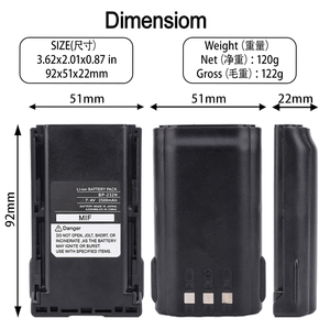 7.<strong>4V</strong> BP-232 BP-232N BP-231 BP-230N Walkie Talkie <strong>Battery</strong> Compatible With Icom IC-A14 IC-A14S IC-F14 IC-F16S IC-F25 IC-F33GS - Product Image 2
