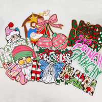 Parches de chenilla navideños grandes personalizados al por mayor, parches autoadhesivos de chenilla navideña de tamaño de color, parches para planchar