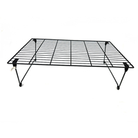 Organisateur de comptoir de cuisine pliable à 2 niveaux, en métal noir, avec étagères en maille pour tasses, assiettes, pots à épices