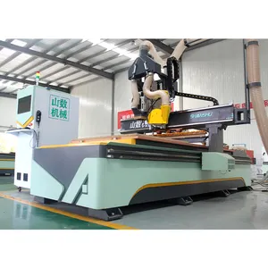 Mesin ukir Cnc Router pekerjaan kayu 3D, mesin geser multifungsi meja vakum Mdf