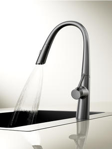 Robinet de cuisine Superhome à poignée unique en laiton massif avec douchette extractible et design rétractable - Product Image 3