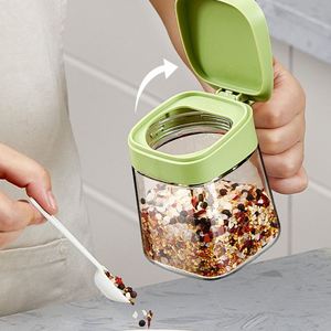 Wholesale Cheap Kitchen Seasoning <b>Spice</b> <b>Jar</b> Sugar Condiment <b>Jars</b> Glass Salt Pepper Sugar Storage Container With Lids and Spoons - Product Image 1