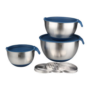 Juego de Tazones Profesionales para Mezclar con Ralladores Intercambiables, Tazones Metálicos Apilables con Asas de Silicona y Tapas - Product Image 6