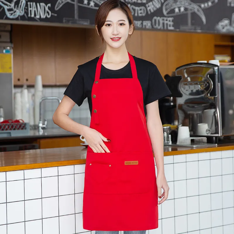 Cafe Bar Barista Uniform for Women Waitress Cotton Apron Wear-resistant Tool Reusable Restaurant Aprons for Hair Waterproof