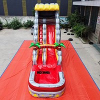 Toboggan aquatique gonflable commercial de 18 pieds de haut avec échelle d'escalade et piscine profonde pour événements en plein air