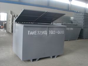 Poubelle avant avec couvercle skip équipement métallique Conteneur bacs de stockage des déchets sur roues - Product Image 5