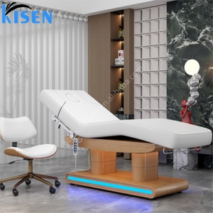 KISEN Luxury Led Gold Stainless Steel Base Modern Beauty Spa <b>Electric</b> Facial Bed extra Wide Massage <b>Table</b> for Sale - Product Image 4