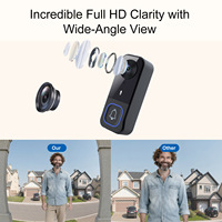 Sonnette vidéo intelligente la plus vendue, écran 4,5 pouces, interphone bidirectionnel sans fil, vision nocturne HD, capture automatique