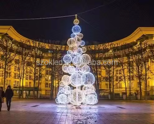 Decoración navideña <span class=keywords><strong>para</strong></span> exteriores, metal alto, iluminación gigante de 12 pies, decoración navideña predecorada, esfera, árbol de Navidad gigante - Product Image 3