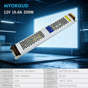 Transformadores de Iluminación LED Ultrafinos de 200W, Fuente de Alimentación Conmutada de 12V 16.6A para Tiras LED de Voltaje Constante DC - Product Image 3
