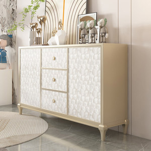 Shell Solid Wood Light Luxury <strong>Sideboard</strong> Integrated Wall <strong>Kitchen</strong> Storage <strong>Cabinet</strong> with Champagne Gold Finish for Small Apartments - Product Image 3