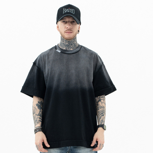 Vente en gros de t-shirts personnalisés, nouveaux arrivages, styles streetwear, 100% coton, 240g, effet délavé, t-shirts vintage pour hommes - Product Image 2
