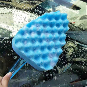 Car Wash <b>Sponge</b> Brush 35cm Long With <b>Handle</b> For Vehicle Cleaning Blue Color - Product Image 3