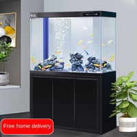 Aquarium en verre super blanc avec filtre de fond sans eau et design paysager pour poissons rouges, idéal pour la présentation au sol dans le salon