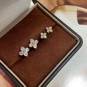 Aazuo Real Lab Grown Diamonds Jewelry E VS1 18K Solid Yellow Gold Mini Flower Stud Earring Gift For Women&<b>Kids</b> Everyday Wear - Product Image 4