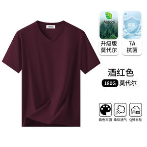 남성용 아이스 실크 모달 쿨 티셔츠, 브이넥 반팔, 2025년 여름 신상품, 고급 머서화 코튼 - Product Image 6