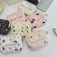 Mini portefeuille à motif floral pour femmes, porte-monnaie mignon à fermeture éclair, petit porte-cartes, pochette à clés, sac à monnaie multifonctionnel, organisateur