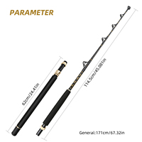 Canne à pêche à la traîne en eau salée 130lbs Fibre de verre Thon Droit Nylon Butt Deep Sea Boat Fishing Big Game Rod