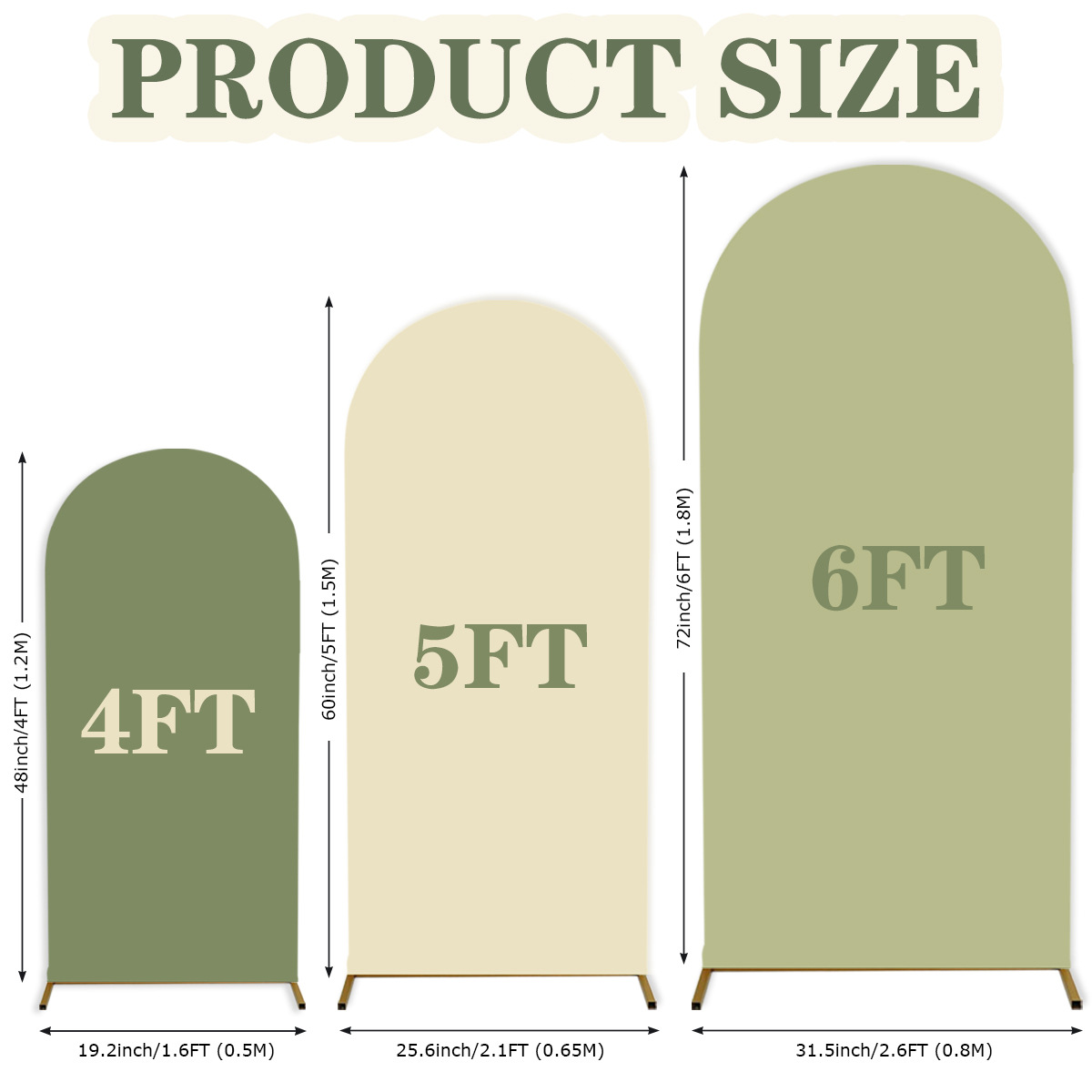 3 pièces : H4/5/6ft *D1.6/2.1/2.6ft