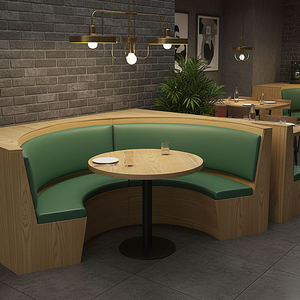 Modern Semicircular Leather Restaurant Bench Chair 4-Seater with Wooden <b>Table</b> for <b>Dining</b> Cafes Restaurants-Durable Eco-Friendly - Product Image 1
