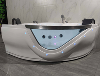 Baignoire d'angle haut de gamme pour 2 personnes, spa pour hôtel de luxe sur le toit avec éclairage LED, bain à remous