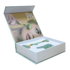 High Quality White Magnetic Packaging Boxes Scraping Massage Face Rose Quartz Jade Roller Gua Sha Box