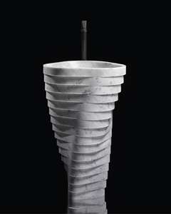 Lavabos sur <span class=keywords><strong>colonne</strong></span> en marbre Carrara blanc et <span class=keywords><strong>gris</strong></span>, style moderne et artistique, en pierre naturelle, pour <span class=keywords><strong>salle</strong></span> <span class=keywords><strong>de</strong></span> <span class=keywords><strong>bain</strong></span>, avec base rotative - Product Image 1