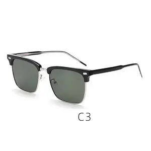 Guangzhou Polarized Sunglasses Metal Logo Oversized Eyewear For Men Half Frame Sun Glasses