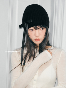 Chapeau en <span class=keywords><strong>laine</strong></span> australienne Jennie sans couture, tricoté en une seule pièce, avec nœud, pour l'automne et l'hiver - Product Image 4